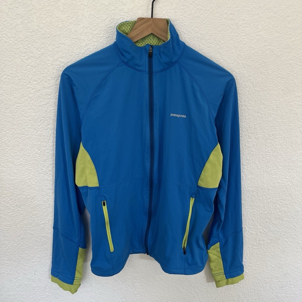 Patagonia Adze Hybrid Jacket Full Zip Aqua Blue Soft Shell Layering Sz S Men's